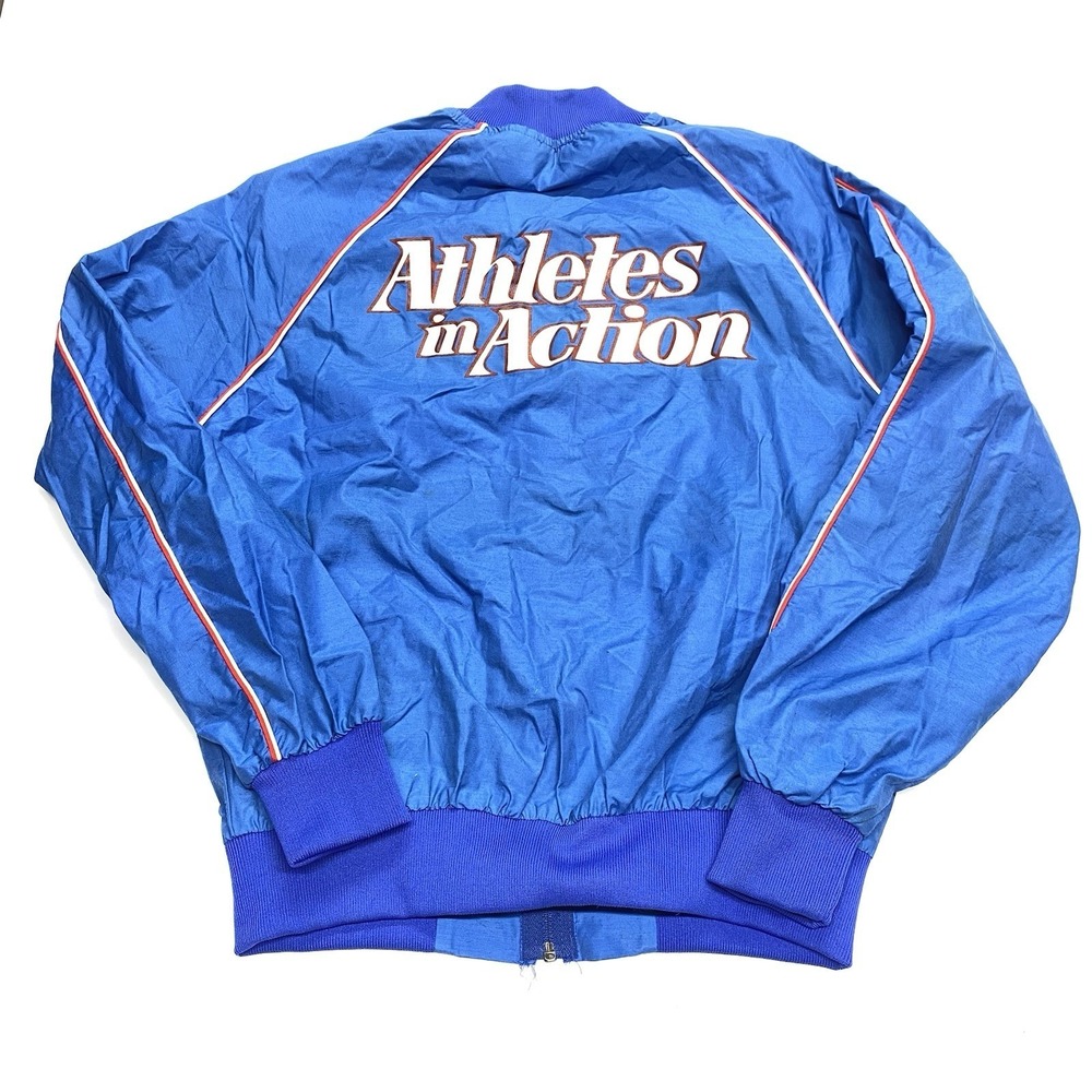 Rare VTG LeTrell Sports "Athletes in Action" Full Zip Track Jacket USA 80s SZ L - Picture 1 of 8